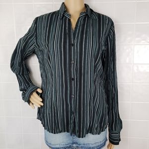 M - Apt. 9 striped collared button down blouse top
